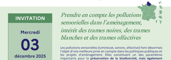 Conférence Technique Territoriale : « Prendre en compte les pollutions sensorielles dans l’aménagement, intérêt des trames noires, trames blanches et trames olfactives »
