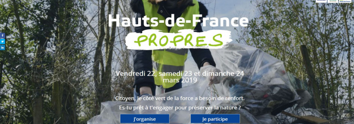 Écran d'accueil du site Internet "Hauts-de-France propres"