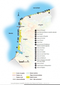Carte des milieux dunaires en région Hauts-de-France